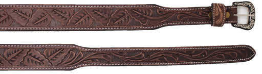 Western Men Women 1-3/4" Tapered Brown Antique Leaf Tooled Leather Belt 26RT73T