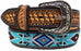 Unisex 1.5" Western Beaded Tooled Full-Grain Leather Belt 26RTW24