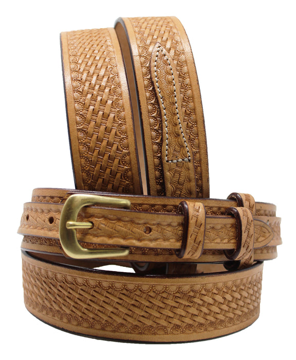 PRORIDER Men's Western RANGER BELT Tooled Leather Basket Weave 26Ranger