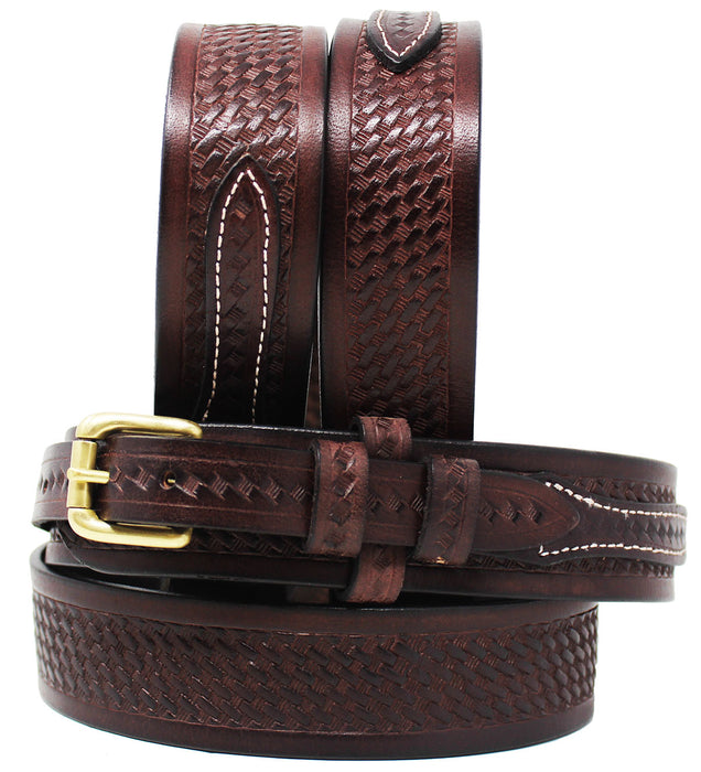 PRORIDER Mens Western RANGER BELT 32"-72" Tooled Leather Basket Weave 26Ranger03