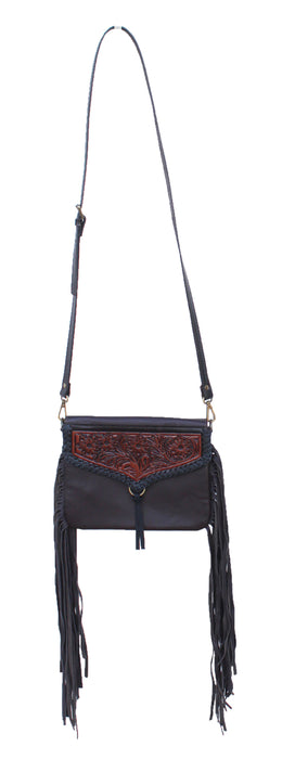 Women's Western Floral Tooled Leather Shoulder Purse Hand bag Cross Body 27FK07