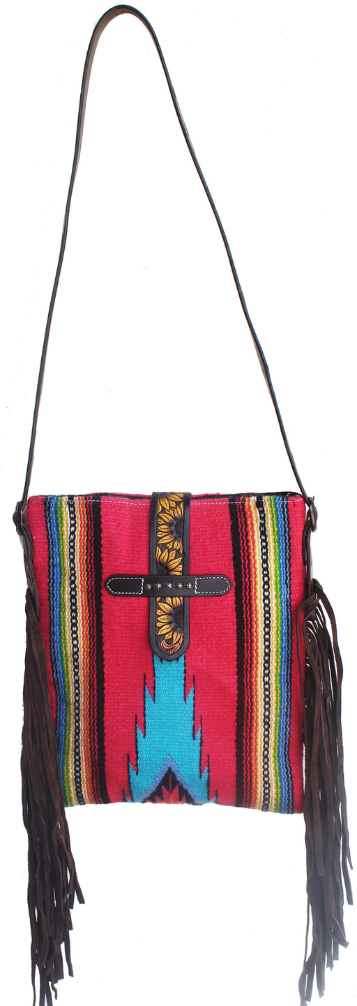 Women's Western Handwoven Wool Rodeo Cowgirl Purse Shoulder Handbag 27FK59