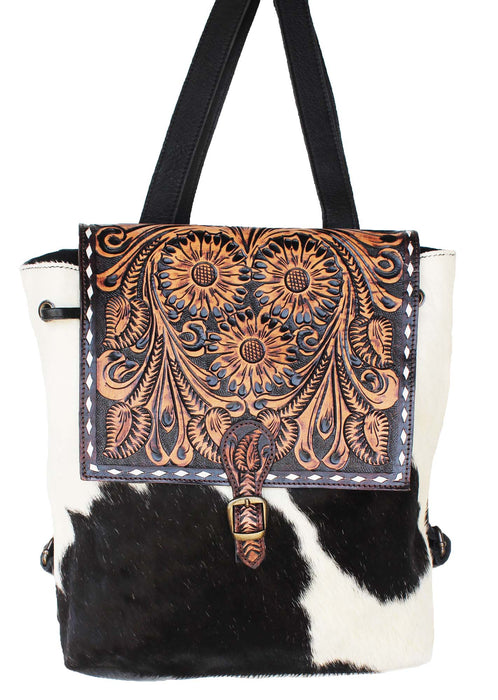 Western Floral Tooled Smooth Leather Cowhide Women Bag 27FK83