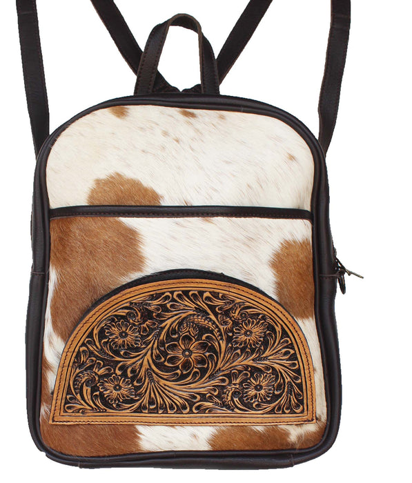 Western Floral Tooled Smooth Leather Cowhide Ladies Bag 27FK86