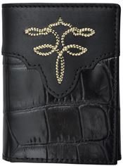 Tony Lama Western Wallet Mens Trifold Leather Toe Gator Black 27WTL253