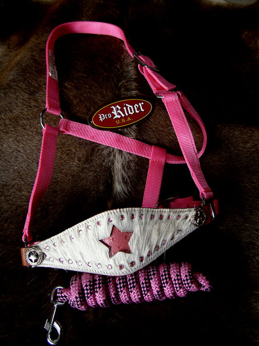 Horse Noseband Tack Bronc Leather HALTER Tiedown Lead Rope  28011
