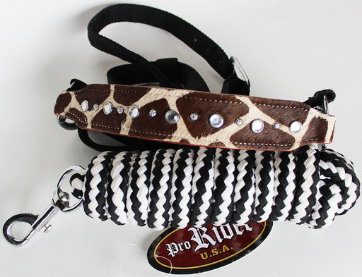 Horse Noseband Tack Bronc Leather HALTER Tiedown Lead Rope  280308