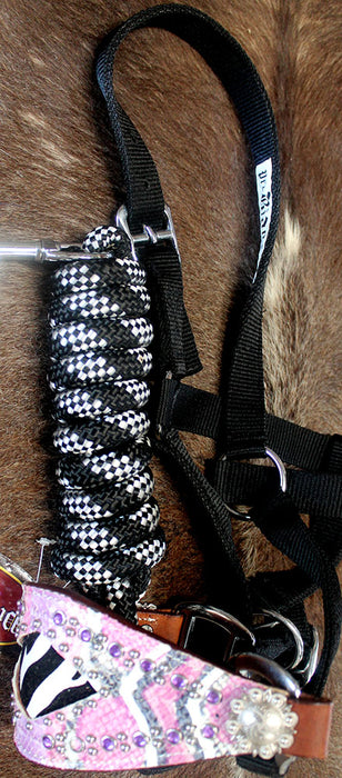 Horse Noseband Tack Bronc Leather HALTER Tiedown Lead Rope  280367