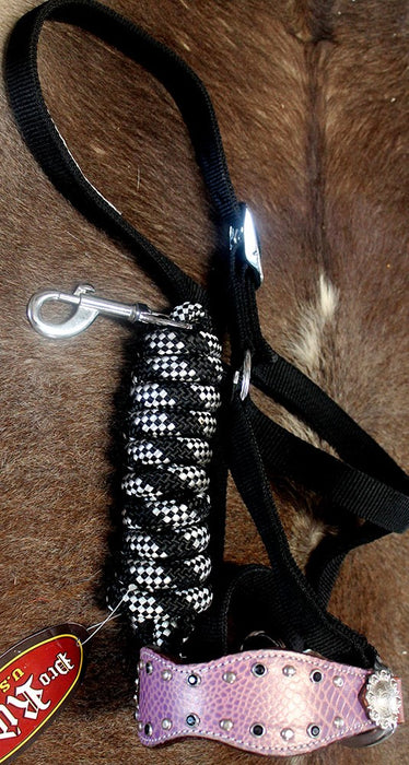 Horse Noseband Tack Bronc Leather HALTER Tiedown Lead Rope  280385
