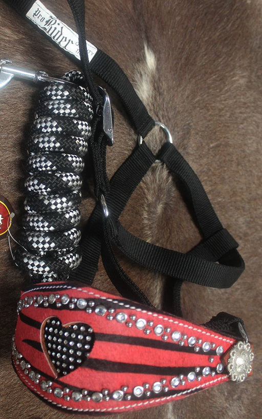 Horse Noseband Tack Bronc Leather HALTER Tiedown Lead Rope  280400