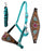 Challenger Horse Noseband Tack Bronc Leather HALTER Tiedown Lead Teal 280HR06