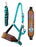 Challenger Horse Noseband Tack Bronc Leather HALTER Tiedown Lead Teal 280HR12