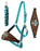 Challenger Horse Noseband Tack Bronc Leather HALTER Tiedown Lead Teal 280HR18