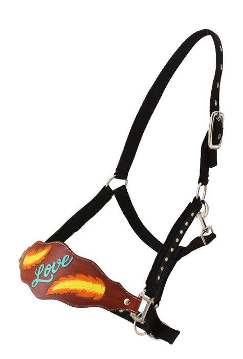 Horse Noseband Leather Tack Bronc HALTER Tiedown Lead Rope 280RS