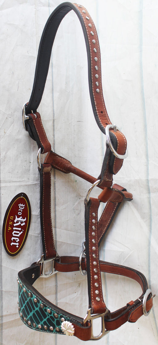 Horse Noseband Tack Leather Bronc Show HALTER Tiedown  28123