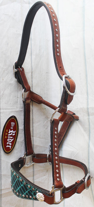 Horse Noseband Tack Leather Bronc Show HALTER Tiedown  28123