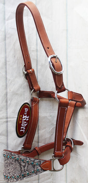 Horse Noseband Tack Leather Bronc Show HALTER Tiedown  28125