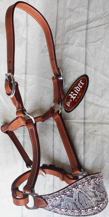 Horse Noseband Tack Leather Bronc Show HALTER Tiedown  28133