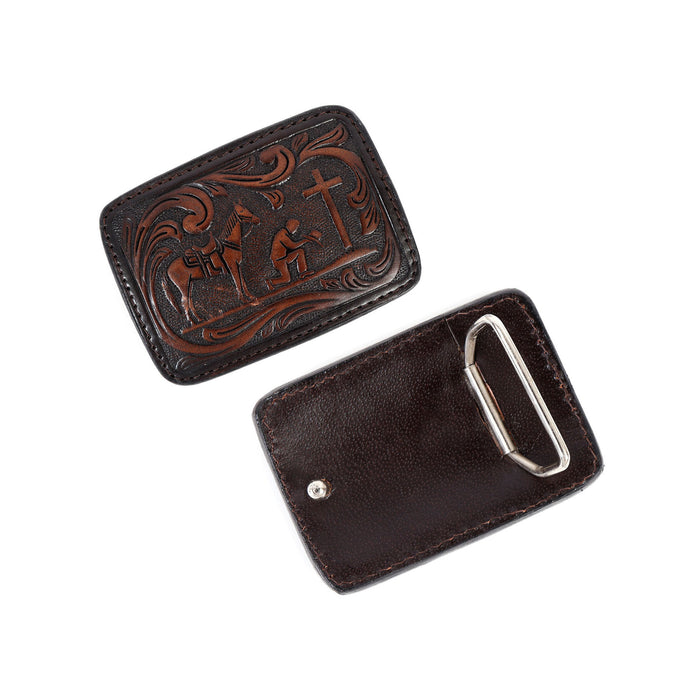 Challenger Western Belt Buckle for Cowboy Cowgirl Handmade Leather Engraved 28FK