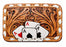 Challenger Western Leather Tooled Belt Buckle w/ Stacked Aces Poker Design & White Buckstitch, 4-3/4" x 2-3/4" 28RS168