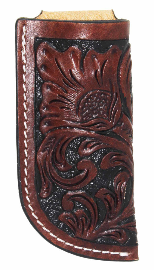 Western Fashion Handcrafted Desert Floral Tooled Full Grain Leather 4" Knife Sheath Pouch with 2" Belt Loop 29FK01