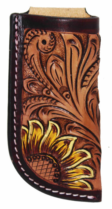 Challenger Large Leather Angled Knife Scabbard Sheath Cover Floral Tooled 29FK05