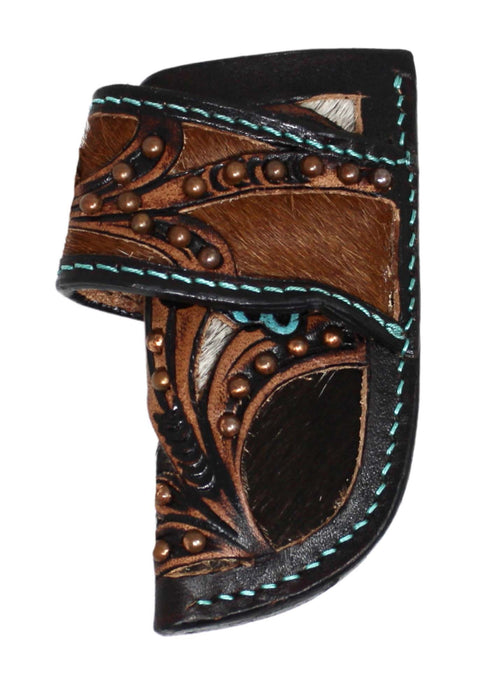 Western Filigree Turquoise Floral Cowhide Inlay Leather Side Access Knife Sheath 29FK079TRC