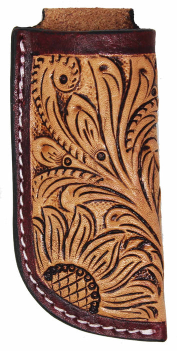 Western Leather Scabbard Tooled 4" Sheath Holder Pouch 2" Belt Loop 29FK08