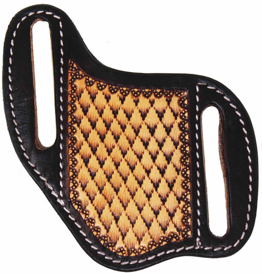 Horse Western Fashion Handcrafted Diamond Basket Weave Full Grain Black Leather 3"  Sheath Holder   Pouch with 2" Belt Slits 29FK12