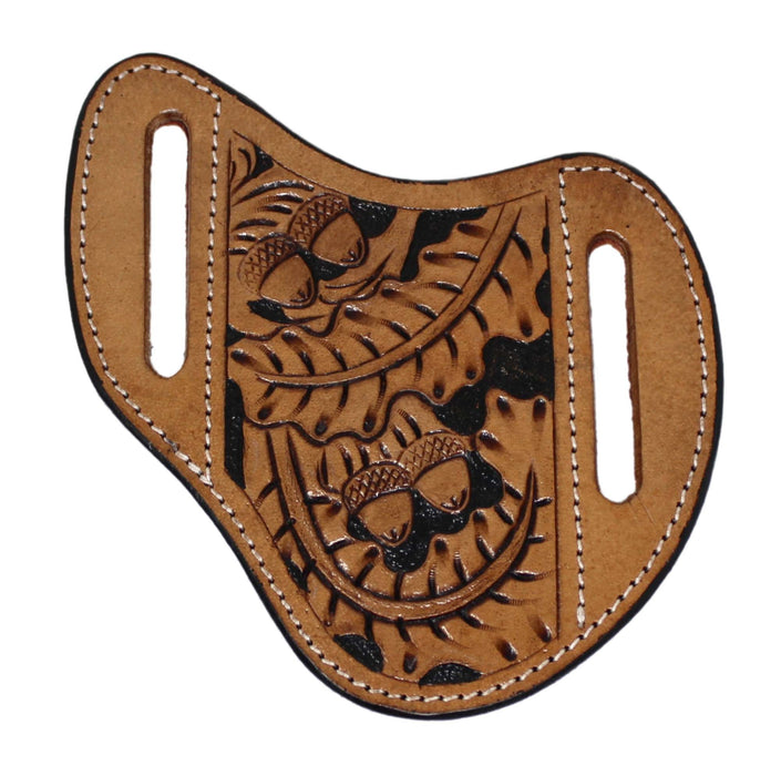 Western Leather Oak Leaf Floral Tooled Genuine Leather Knife Holder Flat Sheath 29FK21B