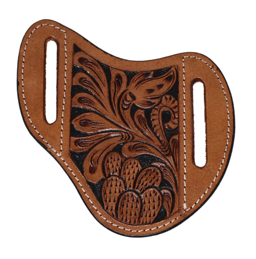 Western Leather Cactus Floral Tooled Genuine Leather Knife Holder Flat Sheath 29FK24B