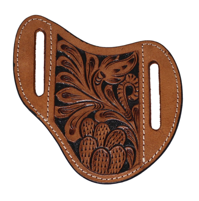Western Leather Cactus Floral Tooled Genuine Leather Knife Holder Flat Sheath 29FK24B