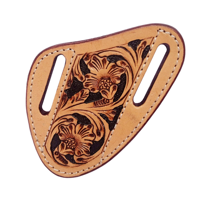 Western Leather Floral Tooled Beaded Inlay Knife Holder Flat Sheath 29RSKnifeHolder-B