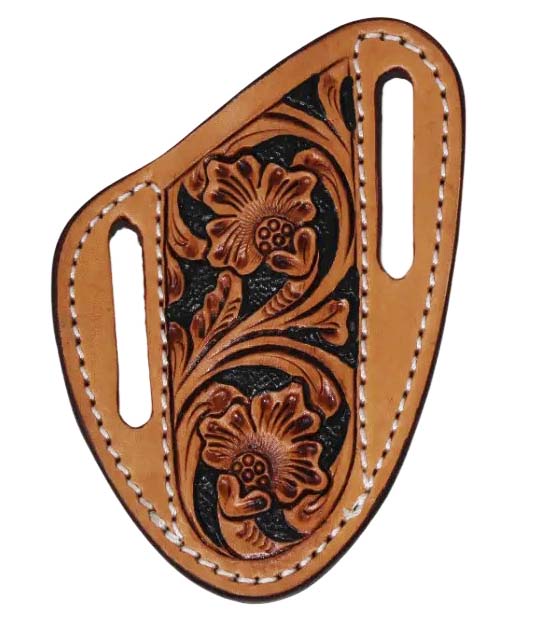 Western Leather Floral Tooled Beaded Inlay Knife Holder Flat Sheath 29RSKnifeHolder-B