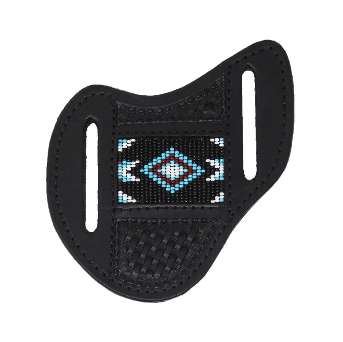 Western Leather Floral Tooled Beaded Inlay Knife Holder Flat Sheath 29RSKnifeHolder-B