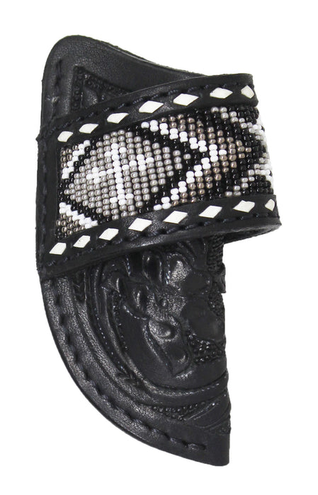 Western Floral Tooled Beaded Inlay Leather Belt Loop Knife Sheath 29RSBeaded