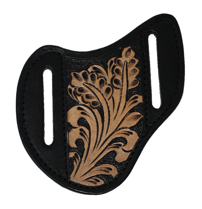 Western Leather Floral Tooled Beaded Inlay Knife Holder Flat Sheath 29RSKnifeHolder-B