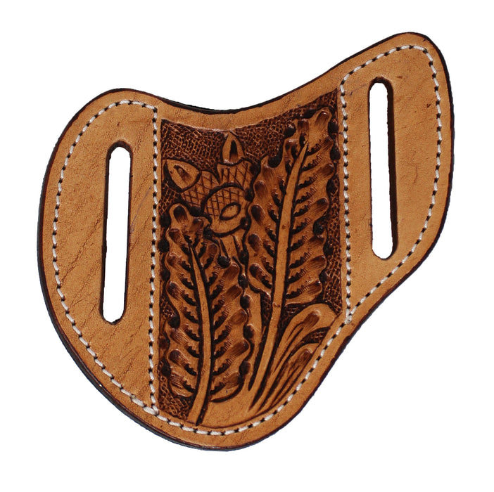 Western Leather Floral Tooled Beaded Inlay Knife Holder Flat Sheath 29RSKnifeHolder-B