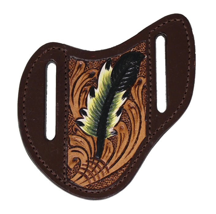 Western Leather Floral Tooled Beaded Inlay Knife Holder Flat Sheath 29RSKnifeHolder-B