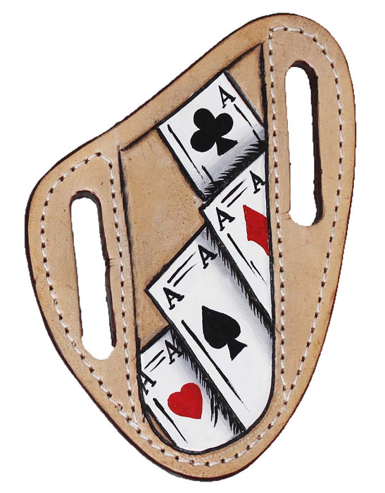 Western Leather Floral Tooled Beaded Inlay Knife Holder Flat Sheath 29RSKnifeHolder-B