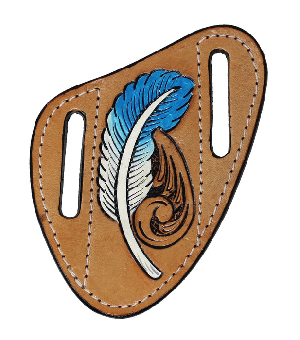 Western Leather Floral Tooled Beaded Inlay Knife Holder Flat Sheath 29RSKnifeHolder-B