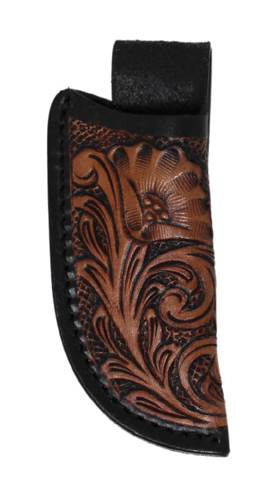 Western Leather Antique Basket Weave Tooled Knife Holder Sheath 29RST05A
