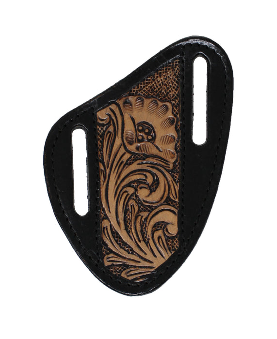 Western Leather Floral Tooled Beaded Inlay Knife Holder Flat Sheath 29RSKnifeHolder-B
