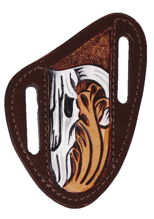 Western Leather Floral Tooled Beaded Inlay Knife Holder Flat Sheath 29RSKnifeHolder-B