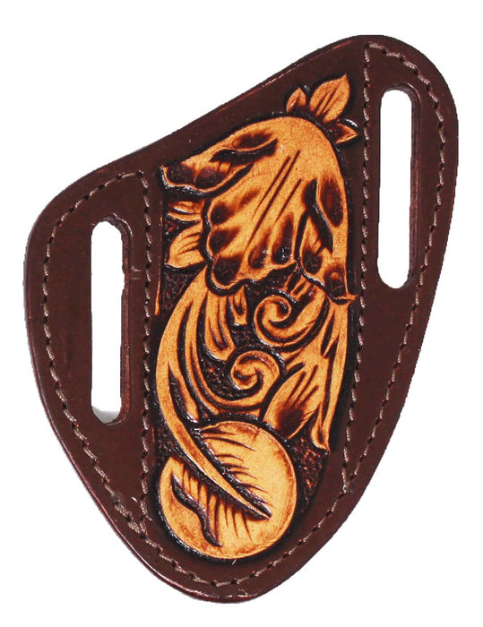 Western Leather Floral Tooled Beaded Inlay Knife Holder Flat Sheath 29RSKnifeHolder-B