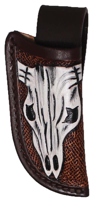 Western Tooled Knife Leather Sheath Holder Pouch Belt Loops 29RST11A