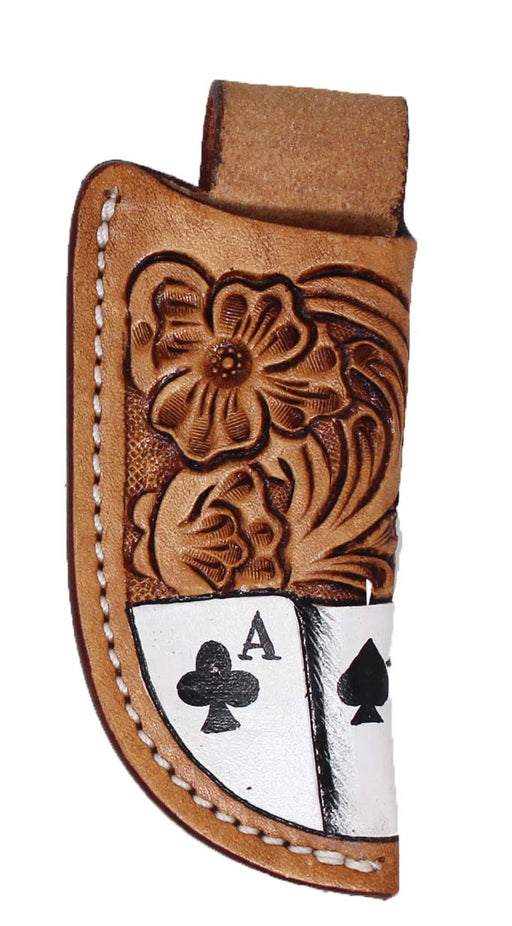 Western Leather Poker Floral Tooled Knife Holder Vertical Sheath 29RST12A