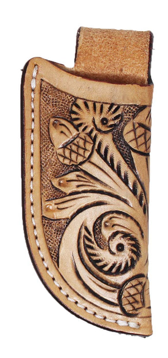 Western Leather Antique Floral Tooled Knife Holder Vertical Sheath 29RST14A