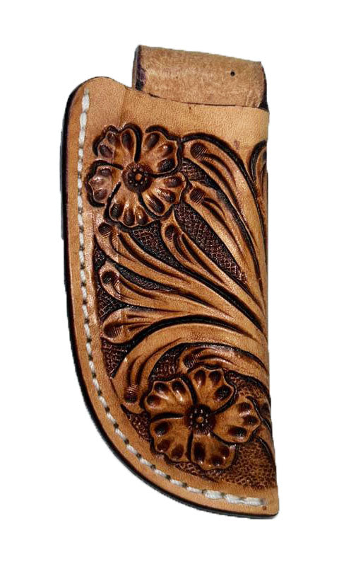 Western Leather Antique Floral Tooled Knife Holder Vertical Sheath 29RST17A
