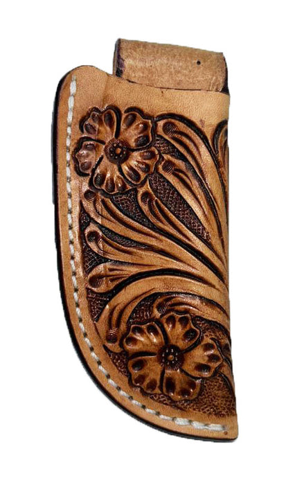 Western Leather Antique Floral Tooled Knife Holder Vertical Sheath 29RST17A